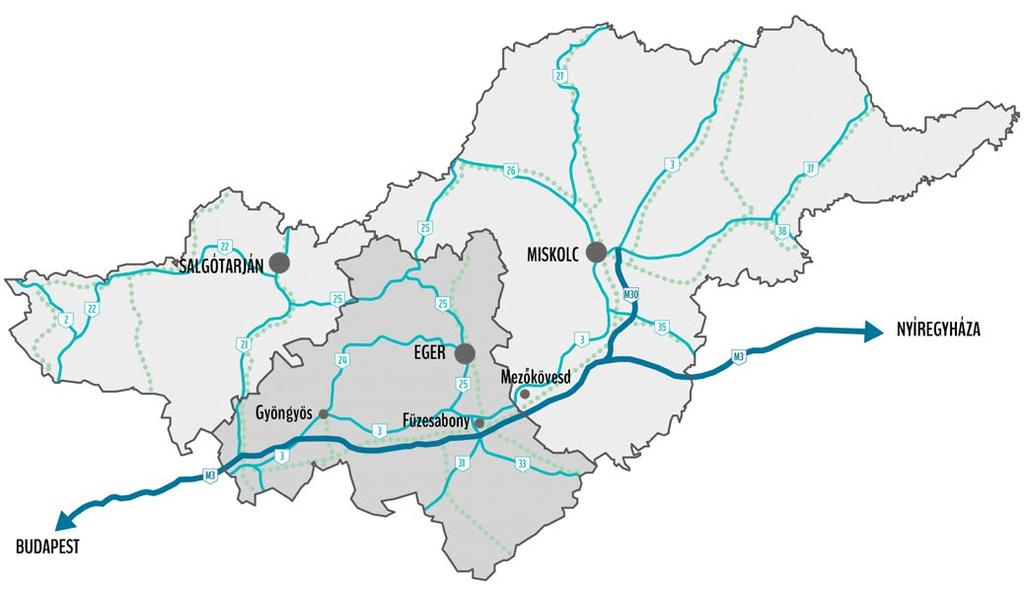 1.1. Településhálózati összefüggések, Eger helye a településhálózatban, térségi kapcsolatok A régióra, ezen belül is elsősorban Borsod Abaúj - Zemplén megyére jellemző az aprófalvas településszerkezet.