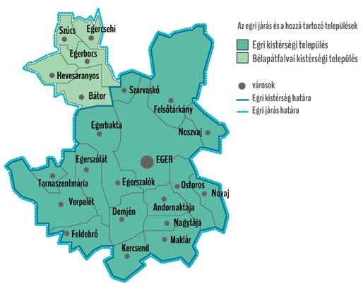 1.1. Településhálózati összefüggések, Eger helye a településhálózatban, térségi kapcsolatok Vonzáskörzete átnyúlik Borsod-Abaúj-Zemplén megyére is, innen 21 község tartozik ide (1980-ban 8 község).