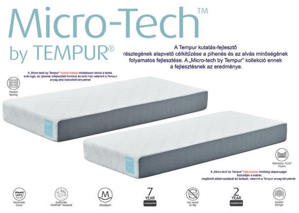 900 Ft/db TEMPUR CONTOUR SUPREME 21 Mag: 2 cm Tempur Komfort hab, 8 cm Tempur tartó hab 85 kg/m 3, 11 cm DuraBase