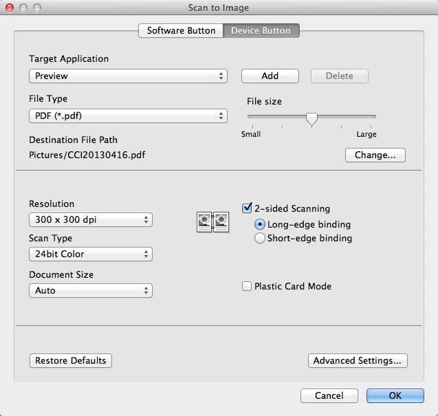 Szkennelés a készülék vezérlőpultjáról A Szkennelés a számítógépre szolgáltatás beállításainak módosítása (Macintosh) 4 1 Kattintson a Dock (ControlCenter2) ikonjára.