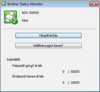 Rutinkarbantartás Kellékanyagok csereciklusának ellenőrzése 6 (ADS-1100W) Indítsa el a Status Monitor alkalmazást. Windows Kattintson duplán a tálca ikonjára.