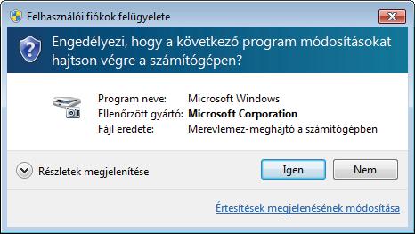 Szkennelés előtt (Windows Vista, Windows 7 és Windows 8) Amikor a Felhasználói fiókok