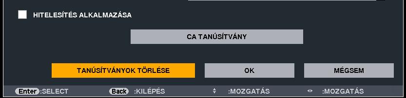 5. A projektor menüjének használata 18. A szükséges beállítási műveletek elvégzése után válassza ki az OK lehetőséget, majd nyomja le az Enter gombot.