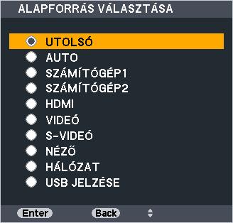 2. Kép kivetítése (a használat alapjai) A bemeneti forrás kiválasztása A számítógépes vagy egyéb videoforrás kiválasztása MEGJEGYZÉS: A projektorhoz csatlakoztatott számítógépet vagy egyéb