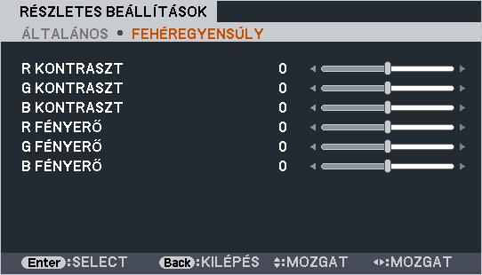 5 Menüleírások és funkciók: ADJUST (IGAZÍTÁS) PICTURE (KÉP) 5.