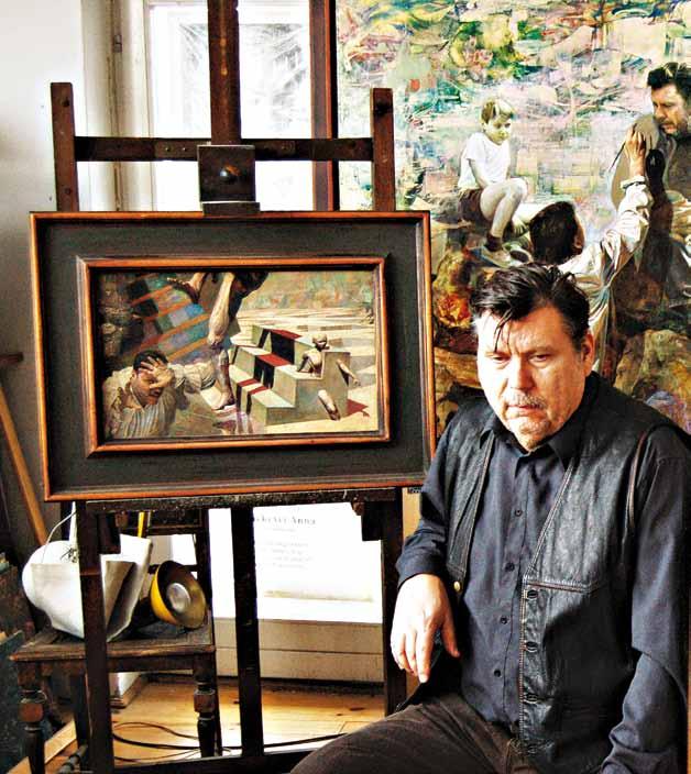 portré Otthon vagyok az utca mindkét oldalán Hartung Sándor idén 50 éves A festőművész egyaránt vallja magát pesterzsébeti és soroksári alkotónak: Pesterzsébeten született, az első műterme is ott, a
