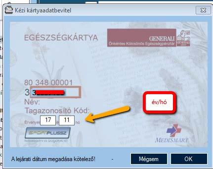 Adjuk meg a kártya érvényességét.