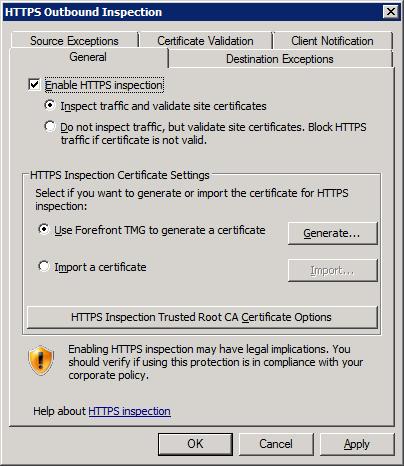 A KAPUN TÚL 8.22 ÁBRA - Inspect HTTPS traffic and validate HTTPS site certificates: a komplett HTTPS forgalom ellenőrzés + a tanúsítványok ellenőrzése is.