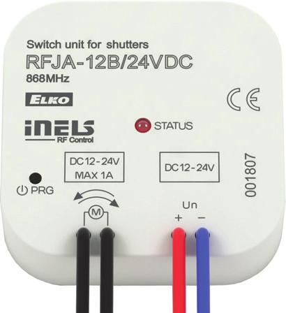 RFJA-1B Redőnyvezérlő egység 60mm 1mm 60mm 13mm RFJA-1B/30V RFJA-1B/4VDC A redőnykapcsoló egység két kimeneti csatornával két irányban vezérel garázsajtót, kaput, redőnyöket, napellenzőket, stb.