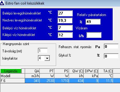 Fan-coil méretezése érezhető és látens hányadra I.