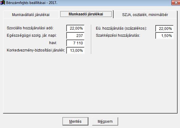 ábra Munkarend képernyő 1.3. Bérszámfejtés beállításai A bérszámfejtés menete nagymértékben paraméterezhető: a számfejtéshez szükséges beállítások nagy részét a felhasználó módosíthatja.
