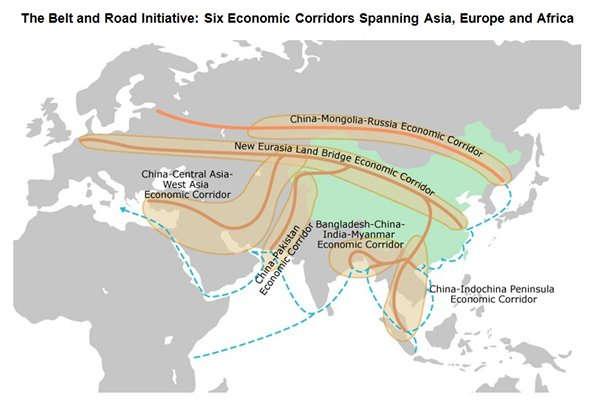 AZ ÚJ SELYEMÚT HAT GAZDASÁGI FOLYOSÓJA Forrás: http://china-trade-research.hktdc.