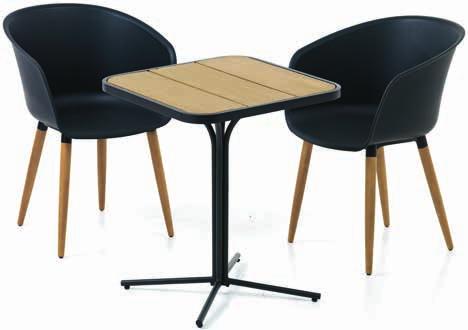 5 pozícióba állítható kerti székek alumínium vázzal, acélhálós ülés- és hátrésszel, FSC keményfa karfával.