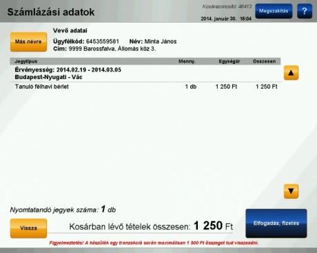 [22] 9. A fizetést a lenti kép megjelenésekor kezdheti meg, addig az automata pénzelfogadó nyílásai zártak, a bankkártyás terminál nem üzemel.