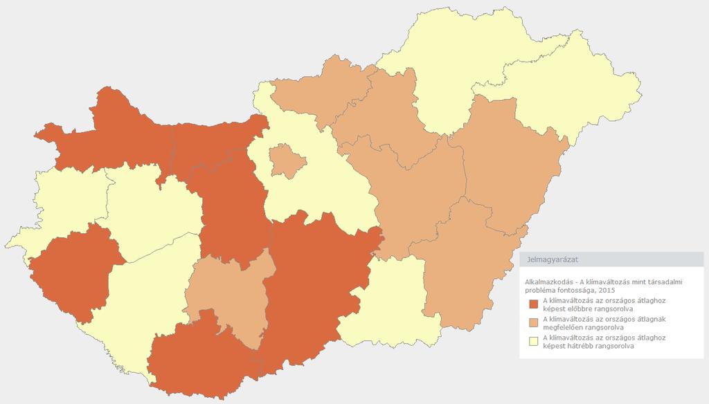 62. ábra: klímaváltozás mint társadalmi probléma fontossága, 2015 [Megjegyzés: z indikátor azt jelzi, hogy a klímaváltozás hol helyezkedik el más társadalmi problémák között.