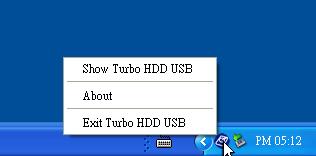 Jobb egérgombbal kattintson az értesítési területen lévő TurboHDD ikonra az alapfunkciók eléréséhez. 4. Függelék 4.