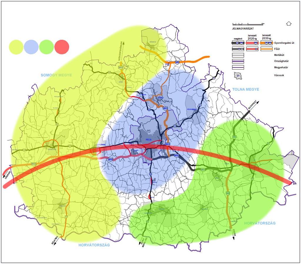 A megyei területfejlesztési programban megjelölt földrajzi célterületek területi kapcsolatrendszerét, integráltságát az alábbi térkép (stratégiai térstruktúra) szemlélteti.