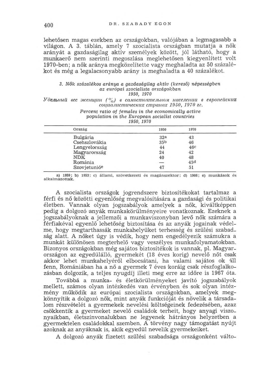 400 DR. SZABADY EGON lehetősen magas ezekben az országokban, valójában a legmagasabb a világon. A 3.