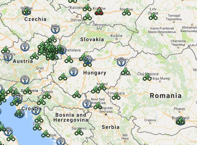 A közösségi kerékpárrendszerekről 2017. szeptemberében működik Kialakítás alatt Esztergom (2013. szept.) EBI Szeged (2014. ápr.) City Bike Hévíz (2014. jún.) HeBi Budapest (2014. szept.) BuBi Győr (2015.