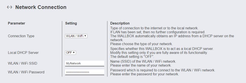 WLAN / WiFi hálózat Paraméter Érték Leírás Connection Type LAN WLAN /WiFi A kapcsolat módja az Internet/BMW DCS gazdagéppel, vagy a helyi hálózat az alkalmazás használatához.