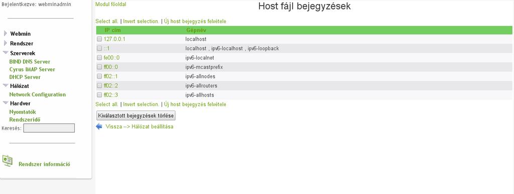 VII.2.3.4 Gépnév és DNS 100. ábra: Gépnév és DNS A helyi HUEDU szerveren, milyen sorrendben történjen a név feloldás. Alapértelmezetten: 1) host fájl, 2) DNS sorrend alapján hajtódik végre. VII.2.3.5 Host fájl 101.