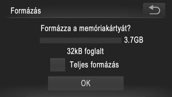 Az alapvető fényképezőgép-funkciók beállítása A memóriakártya formázása Használat előtt az új (és a korábban más készülékkel formázott) memóriakártyákat formázni kell ezzel a fényképezőgéppel.