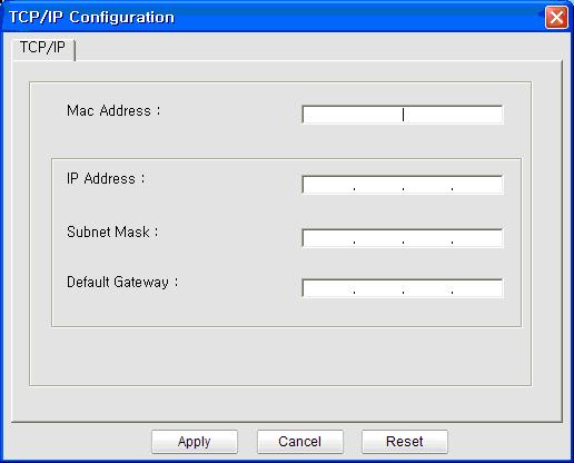 Vezetékes hálózat beállítása 7 Írja be a készülék új adatait a konfigurációs ablakba az alábbi módon.