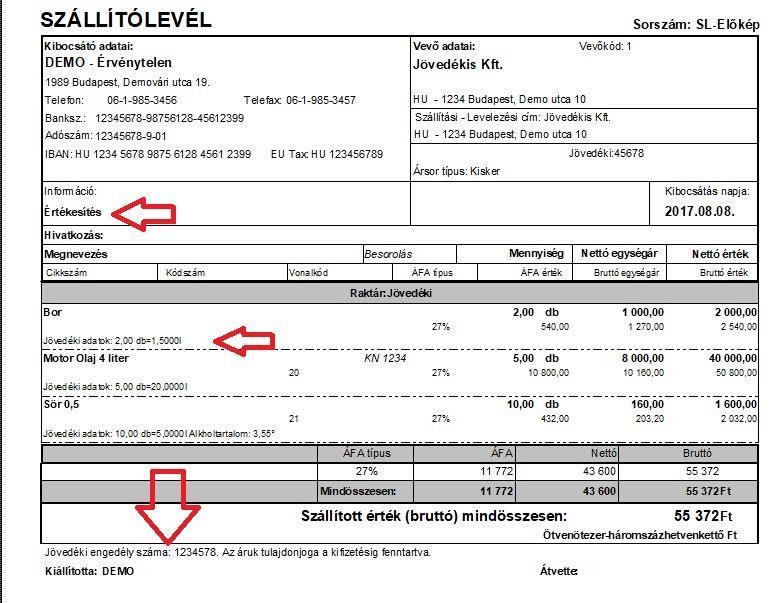 felvételnél megadott leírás és a kiszerelési