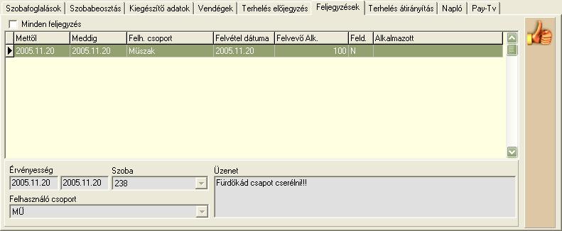 winfro v7.8 Szállodai Front Office A jobboldali ablakrészben kijelölhetjük, hogy a vendég számlamegtekintés esetén, mely tételeket láthatja a TV-jén, és melyeket nem. 4.1.3.14.