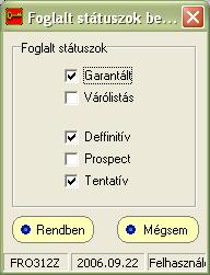 winfro v7.8 Szállodai Front Office Csoport foglalások Foglalási státuszonként hozza a csoport szobafoglalások számát.
