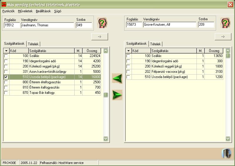 Szállodai Front Office winfro v7.8 KIVÁLASZTOTT FOGLALÁSOK MÓDOSÍTÁSA A Vendégkeresés gombok segítéségével az adott oldal kiválasztott (szoba)foglalása megváltoztatható.