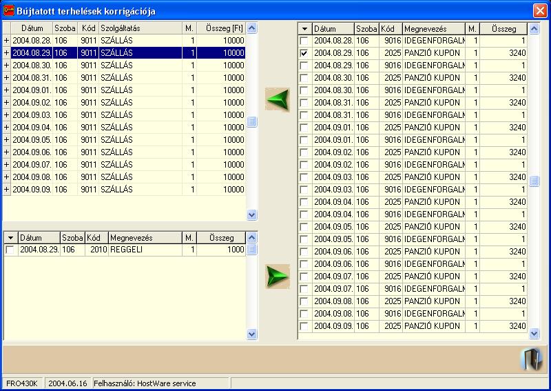 winfro v7.8 Szállodai Front Office 5.1.8.4. Bújtatások (FRO430k) Kijelölt bújtatandó tétel Kijelölt szállás tétel Bebújtatás A kijelölt szállás tételben rejtőzködő, már eleve bújtatott tétel.