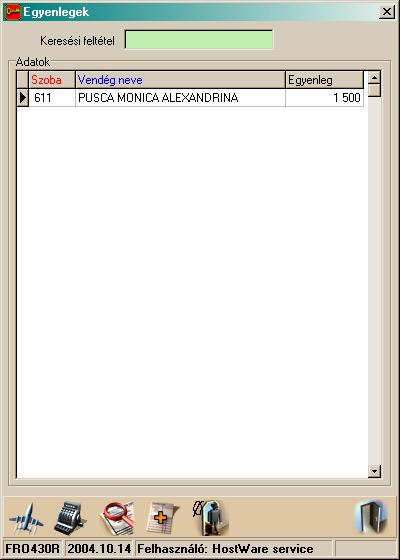 Szállodai Front Office winfro v7.8 5.1.10.5. Előlegszámlák (FRO430p) Az Számlák fülön az Előlegszámlák gombra kattintva egy listát kapunk a foglalás előlegszámlaként kiállított számláiról. 5.1.11.