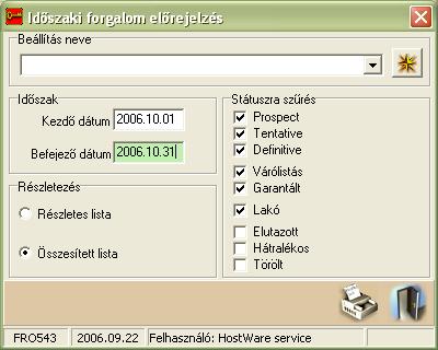 Szállodai Front Office winfro v7.8 ÉRTÉKESÍTÉSI KIMUTATÁSOK 7.2.