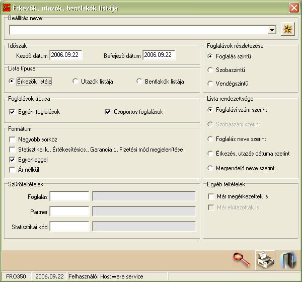 Szállodai Front Office winfro v7.8 