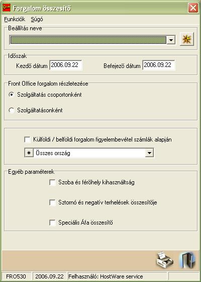 winfro v7.8 Szállodai Front Office FORGALMI KIMUTATÁSOK 7.16.