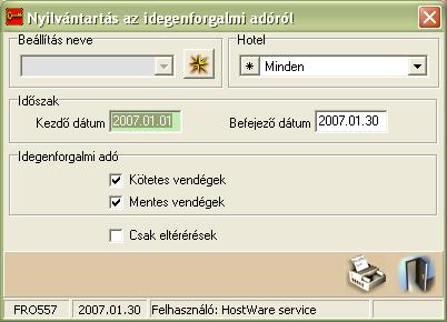 winfro v7.8 Szállodai Front Office A LISTA BEÁLLÍTÁSAI. BEÁLLÍTÁSOK Időszak Az időszak a vendég szállodában tartózkodásának, szállás és IFA tételek terhelésének időszakát jelenti.