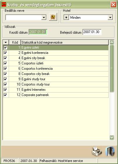 Szállodai Front Office winfro v7.8 STATISZTIKÁK 7.20.