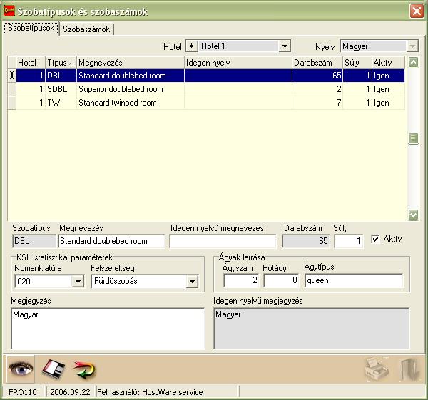 winfro v7.8 Szállodai Front Office Visszatérünk a Néz módba, úgy, hogy a módosításokat nem rögzítjük A szerkesztőmezők kiválaszthatók, az aktív zöld, a kurzor villog.