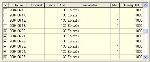 Szállodai Front Office winfro v7.8 2.4.3. Táblázatszerű kijelölő ablak A programban sok helyen előfordul, hogy ki kell választanunk egy vagy több tételt.