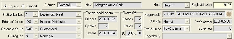 2.1. Új foglalás rögzítése A rendszerbeállításoktól függően a rezerváció ablak automatikusan Új foglalásfelvitel üzemmódban (ilyenkor fehér színűek az adatbeviteli mezők), vagy Néz üzemmódban nyílik