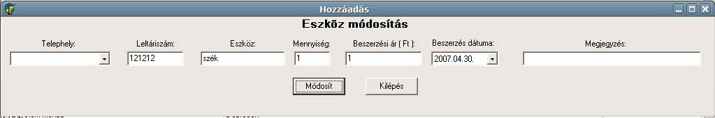 3. Módosítás Az adattábla módosítása is egyszerűen történhet.