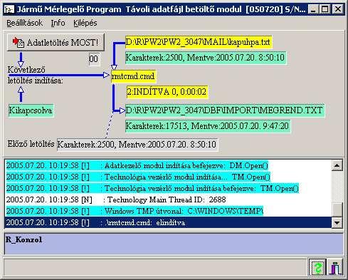 8/4 Jármű Mérlegelő Program METRISoft KFT 3. Kezelési és ellenőrzési funkciók A Járműmérleg indításakor az RMTLoad program indítása automatikusan megtörténik 1.