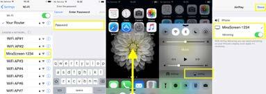 (1) ios AirPlay Mirroring ios AirPlay Mirroring Make sure your device is booted and stayed in AirPlay/DLNA mode Csatlakozzon a MiiraScreen készülékhez, belépve a Wi-Fi beállításokhoz a Smartphone