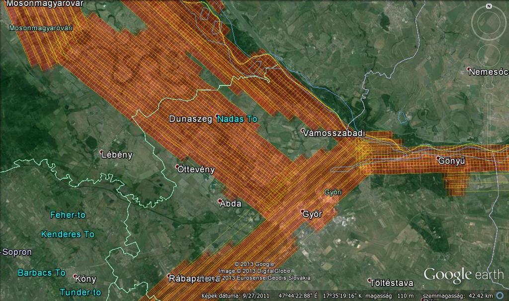 Légi felvételezés paraméterei Terület nagysága 1 270 km 2 Elvégzett feladatok: digitális mérőkamerás felmérés, légi LIDAR felmérés (kiegészítésként,