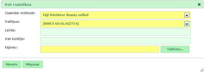 5 Csatolási módozat: Fájl feltöltése iktatás nélkül (!