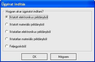 Ügyirat létrehozásánál a kezdı példány kiválasztására vonatkozó kérdés 15