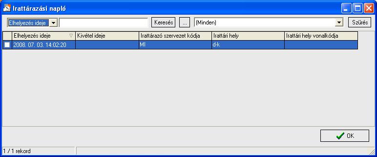 Megerısítı kérdés Ha az Igen -re kattintunk, akkor a program egy újabb fontos kérdést tesz fel. (Ha a Nem gombot választjuk, akkor az eddigi irattári helyen marad az iratpéldány.