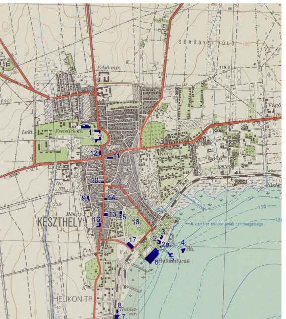 86 3. térkép: Keszthely 1938-ban Forrás: HL Térképtár B XV A 49/A; Keszthely az 1938-as felmérés alapján készült vezérkari