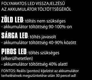 Az energiaellátás üzemmódban használva a töltő még akkumulátor nélkül is képes energiát szolgáltatni.